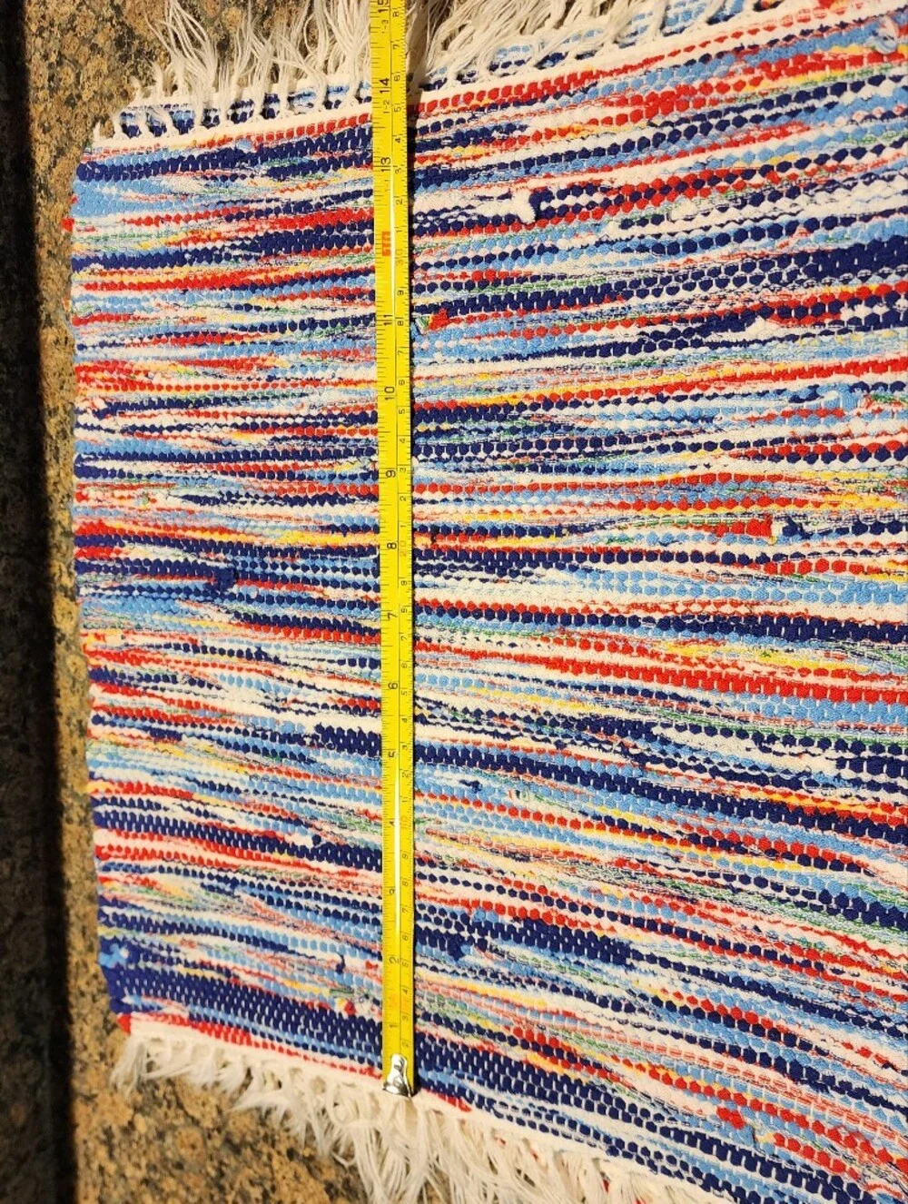 Vintage Rag Striped Placemats in Blue, Red, and White, Set Of 5